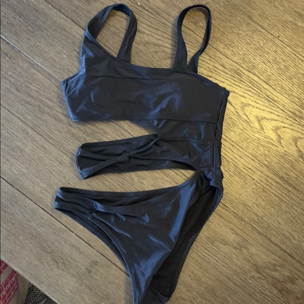 Black sexy bathing suit.